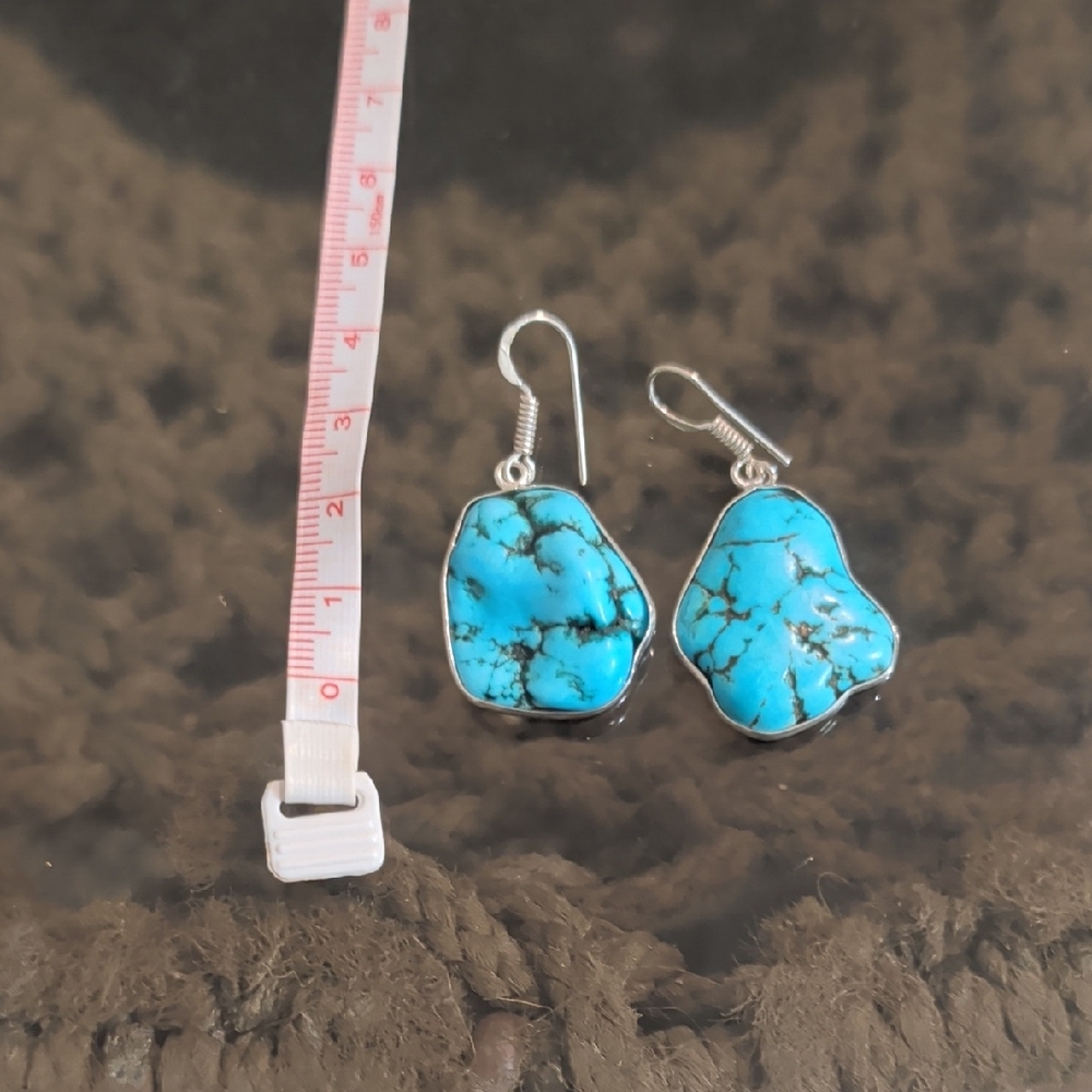 Turquoise Silver Dangle Earrings